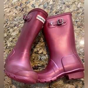 Hunter Metallic Fuchsia Youth Waterproof Boots Size 13B / 1G EU 31